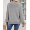 imageZESICA Womens Casual Turtleneck Long Lantern Sleeve Oversized Ribbed Knit Pullover Sweater Jumper TopGrey