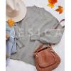 imageZESICA Womens Casual Turtleneck Long Lantern Sleeve Oversized Ribbed Knit Pullover Sweater Jumper TopGrey