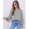 imageZESICA Womens Casual Turtleneck Long Lantern Sleeve Oversized Ribbed Knit Pullover Sweater Jumper TopGrey