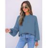 imageZESICA Womens Casual Turtleneck Long Lantern Sleeve Oversized Ribbed Knit Pullover Sweater Jumper TopGreyblue