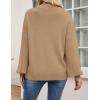 imageZESICA Womens Casual Turtleneck Long Lantern Sleeve Oversized Ribbed Knit Pullover Sweater Jumper TopLightkhaki