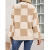 imageZESICA Womens Casual Turtleneck Long Lantern Sleeve Oversized Ribbed Knit Pullover Sweater Jumper TopLightkhakiplaid