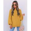 imageZESICA Womens Casual Turtleneck Long Lantern Sleeve Oversized Ribbed Knit Pullover Sweater Jumper TopMustard