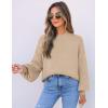 imageZESICA Womens Casual Turtleneck Long Lantern Sleeve Oversized Ribbed Knit Pullover Sweater Jumper TopOatmeal