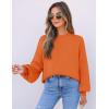 imageZESICA Womens Casual Turtleneck Long Lantern Sleeve Oversized Ribbed Knit Pullover Sweater Jumper TopOrange