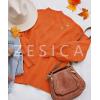 imageZESICA Womens Casual Turtleneck Long Lantern Sleeve Oversized Ribbed Knit Pullover Sweater Jumper TopOrange