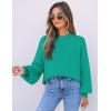 imageZESICA Womens Casual Turtleneck Long Lantern Sleeve Oversized Ribbed Knit Pullover Sweater Jumper TopPeacock