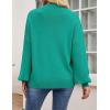 imageZESICA Womens Casual Turtleneck Long Lantern Sleeve Oversized Ribbed Knit Pullover Sweater Jumper TopPeacock