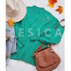 imageZESICA Womens Casual Turtleneck Long Lantern Sleeve Oversized Ribbed Knit Pullover Sweater Jumper TopPeacock