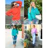 imageZESICA Womens Casual Turtleneck Long Lantern Sleeve Oversized Ribbed Knit Pullover Sweater Jumper TopPeacock