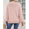 imageZESICA Womens Casual Turtleneck Long Lantern Sleeve Oversized Ribbed Knit Pullover Sweater Jumper TopPink