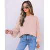 imageZESICA Womens Casual Turtleneck Long Lantern Sleeve Oversized Ribbed Knit Pullover Sweater Jumper TopPink