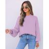 imageZESICA Womens Casual Turtleneck Long Lantern Sleeve Oversized Ribbed Knit Pullover Sweater Jumper TopPurple