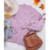 imageZESICA Womens Casual Turtleneck Long Lantern Sleeve Oversized Ribbed Knit Pullover Sweater Jumper TopPurple