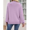 imageZESICA Womens Casual Turtleneck Long Lantern Sleeve Oversized Ribbed Knit Pullover Sweater Jumper TopPurple