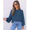 imageZESICA Womens Casual Turtleneck Long Lantern Sleeve Oversized Ribbed Knit Pullover Sweater Jumper TopRoyalblue