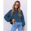 imageZESICA Womens Casual Turtleneck Long Lantern Sleeve Oversized Ribbed Knit Pullover Sweater Jumper TopRoyalblue