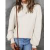 imageZESICA Womens Casual Turtleneck Long Lantern Sleeve Oversized Ribbed Knit Pullover Sweater Jumper TopWhite