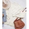 imageZESICA Womens Casual Turtleneck Long Lantern Sleeve Oversized Ribbed Knit Pullover Sweater Jumper TopWhite