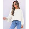 imageZESICA Womens Casual Turtleneck Long Lantern Sleeve Oversized Ribbed Knit Pullover Sweater Jumper TopWhite