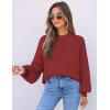 imageZESICA Womens Casual Turtleneck Long Lantern Sleeve Oversized Ribbed Knit Pullover Sweater Jumper TopWine