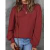 imageZESICA Womens Casual Turtleneck Long Lantern Sleeve Oversized Ribbed Knit Pullover Sweater Jumper TopWine