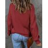 imageZESICA Womens Casual Turtleneck Long Lantern Sleeve Oversized Ribbed Knit Pullover Sweater Jumper TopWine