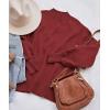imageZESICA Womens Casual Turtleneck Long Lantern Sleeve Oversized Ribbed Knit Pullover Sweater Jumper TopWine