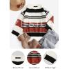 imageZESICA Womens Fall Long Sleeve Crew Neck Striped Color Block Casual Loose Knitted Pullover Sweater TopsBlack