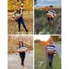 imageZESICA Womens Fall Long Sleeve Crew Neck Striped Color Block Casual Loose Knitted Pullover Sweater TopsBlack