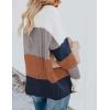 imageZESICA Womens Fall Long Sleeve Crew Neck Striped Color Block Casual Loose Knitted Pullover Sweater TopsBrown