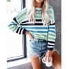 imageZESICA Womens Fall Long Sleeve Crew Neck Striped Color Block Casual Loose Knitted Pullover Sweater TopsGreen