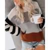 imageZESICA Womens Fall Long Sleeve Crew Neck Striped Color Block Casual Loose Knitted Pullover Sweater TopsGrey