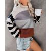 imageZESICA Womens Fall Long Sleeve Crew Neck Striped Color Block Casual Loose Knitted Pullover Sweater TopsGrey