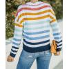 imageZESICA Womens Fall Long Sleeve Crew Neck Striped Color Block Casual Loose Knitted Pullover Sweater TopsNavy