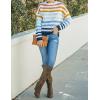 imageZESICA Womens Fall Long Sleeve Crew Neck Striped Color Block Casual Loose Knitted Pullover Sweater TopsNavy
