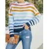imageZESICA Womens Fall Long Sleeve Crew Neck Striped Color Block Casual Loose Knitted Pullover Sweater TopsNavy