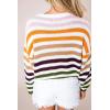 imageZESICA Womens Fall Long Sleeve Crew Neck Striped Color Block Casual Loose Knitted Pullover Sweater TopsOrange