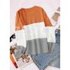 imageZESICA Womens Fall Long Sleeve Crew Neck Striped Color Block Casual Loose Knitted Pullover Sweater TopsOrangewhite