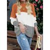 imageZESICA Womens Fall Long Sleeve Crew Neck Striped Color Block Casual Loose Knitted Pullover Sweater TopsOrangewhite
