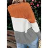 imageZESICA Womens Fall Long Sleeve Crew Neck Striped Color Block Casual Loose Knitted Pullover Sweater TopsOrangewhite