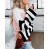 imageZESICA Womens Fall Long Sleeve Crew Neck Striped Color Block Casual Loose Knitted Pullover Sweater TopsPink