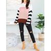 imageZESICA Womens Fall Long Sleeve Crew Neck Striped Color Block Casual Loose Knitted Pullover Sweater TopsPink