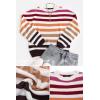 imageZESICA Womens Fall Long Sleeve Crew Neck Striped Color Block Casual Loose Knitted Pullover Sweater TopsRed