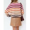 imageZESICA Womens Fall Long Sleeve Crew Neck Striped Color Block Casual Loose Knitted Pullover Sweater TopsRed