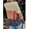 imageZESICA Womens Fall Long Sleeve Crew Neck Striped Color Block Casual Loose Knitted Pullover Sweater TopsTan