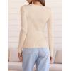 imageZESICA Womens Fall Long Sleeve V Neck T Shirts Ribbed Knit Sweater Slim Fit Solid Basic Casual Tee TopsApricot