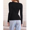 imageZESICA Womens Fall Long Sleeve V Neck T Shirts Ribbed Knit Sweater Slim Fit Solid Basic Casual Tee TopsBlack