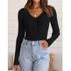 imageZESICA Womens Fall Long Sleeve V Neck T Shirts Ribbed Knit Sweater Slim Fit Solid Basic Casual Tee TopsBlack