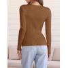 imageZESICA Womens Fall Long Sleeve V Neck T Shirts Ribbed Knit Sweater Slim Fit Solid Basic Casual Tee TopsBrown